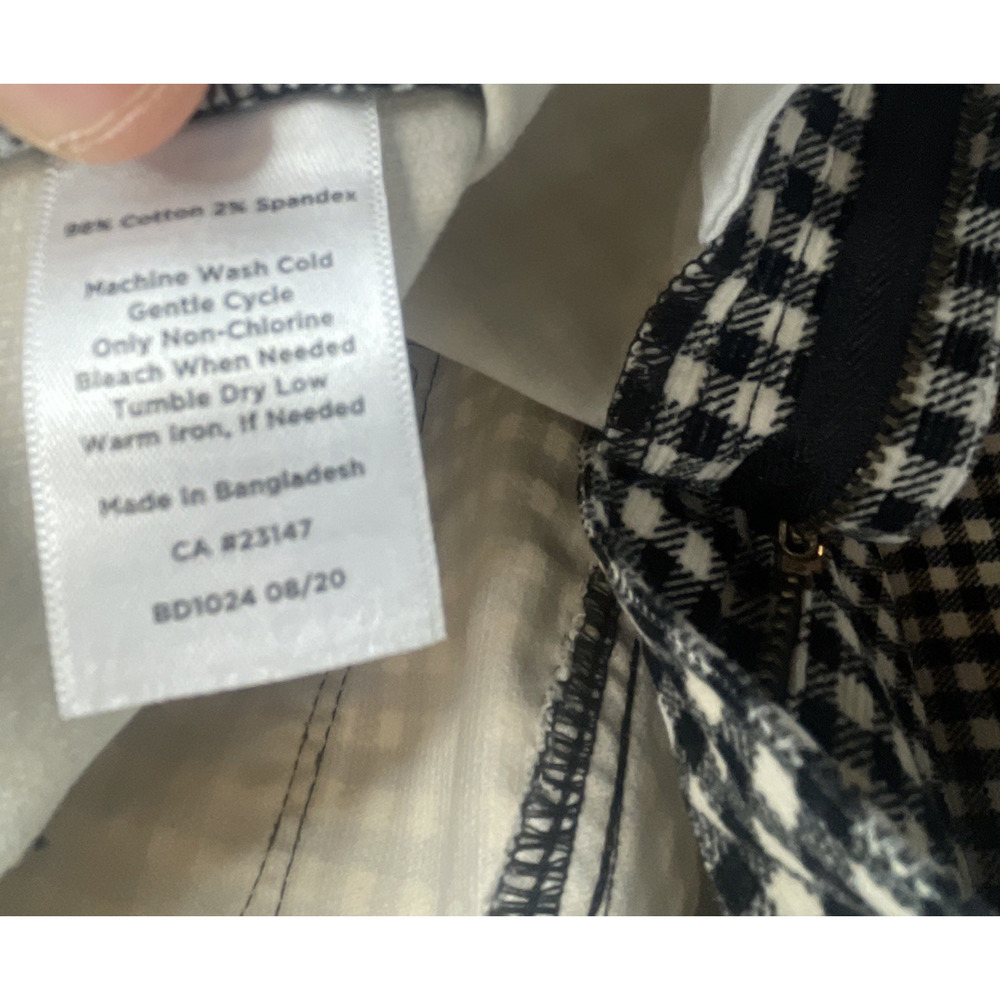 Talbots Women's High-Waist Straight-Leg Corduroy Pants Sz 16P Blk & Cream Plaid - Picture 11 of 12
